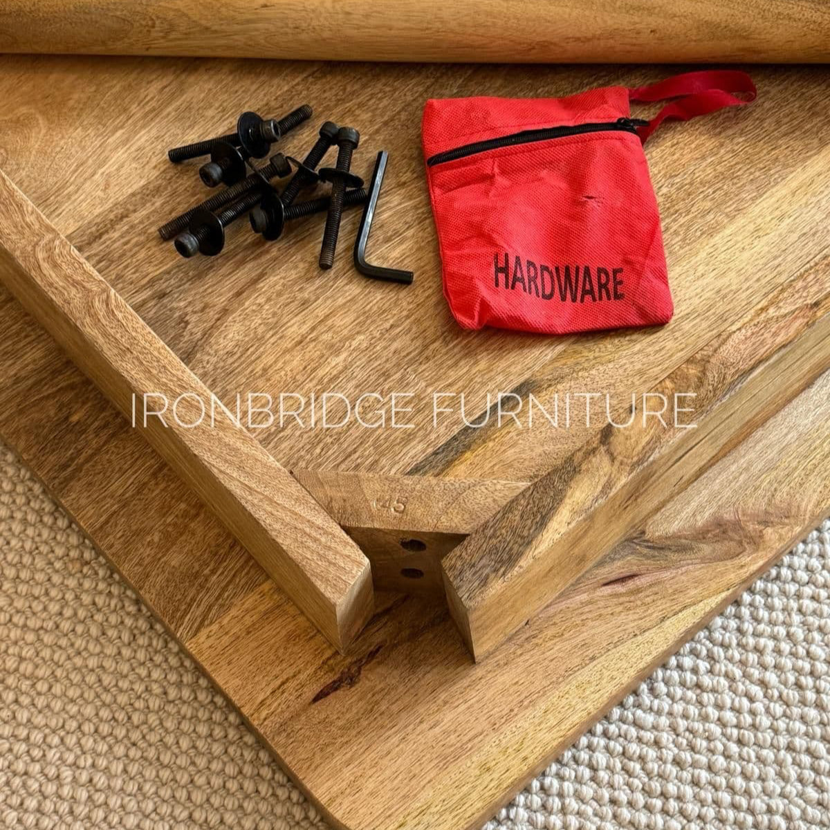 80cm Square Mango dining table with cone shaped legs information of leg fitting