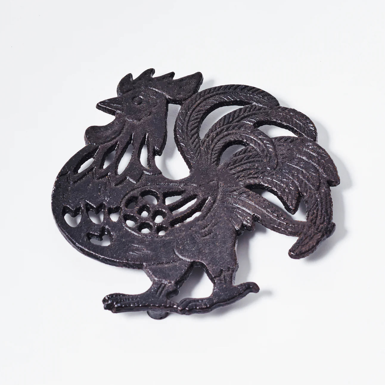 Black painted cast iron ROOSTER design trivet / hotplate