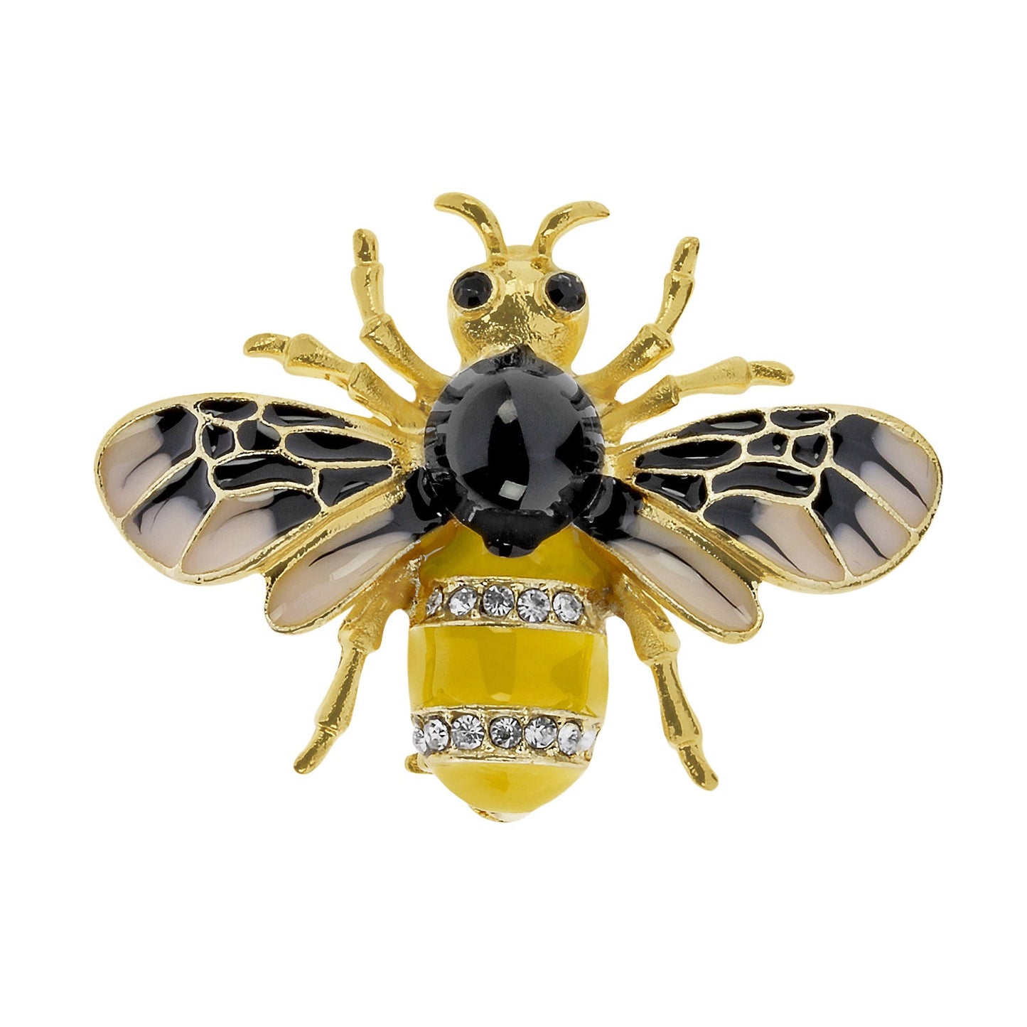 Gold & crystal bee brooch
