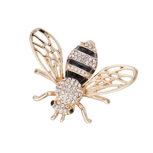 Gold, crystal bee brooch