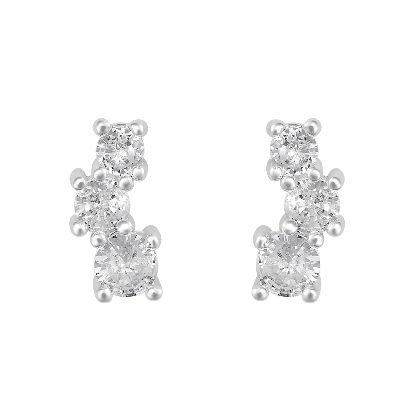 Rhodium CZ crystal stud earrings - IEAR0972