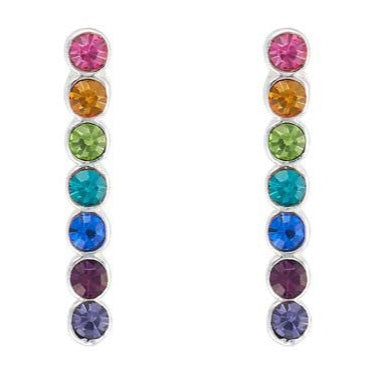 Rhodium multi colour crystal stud earrings
