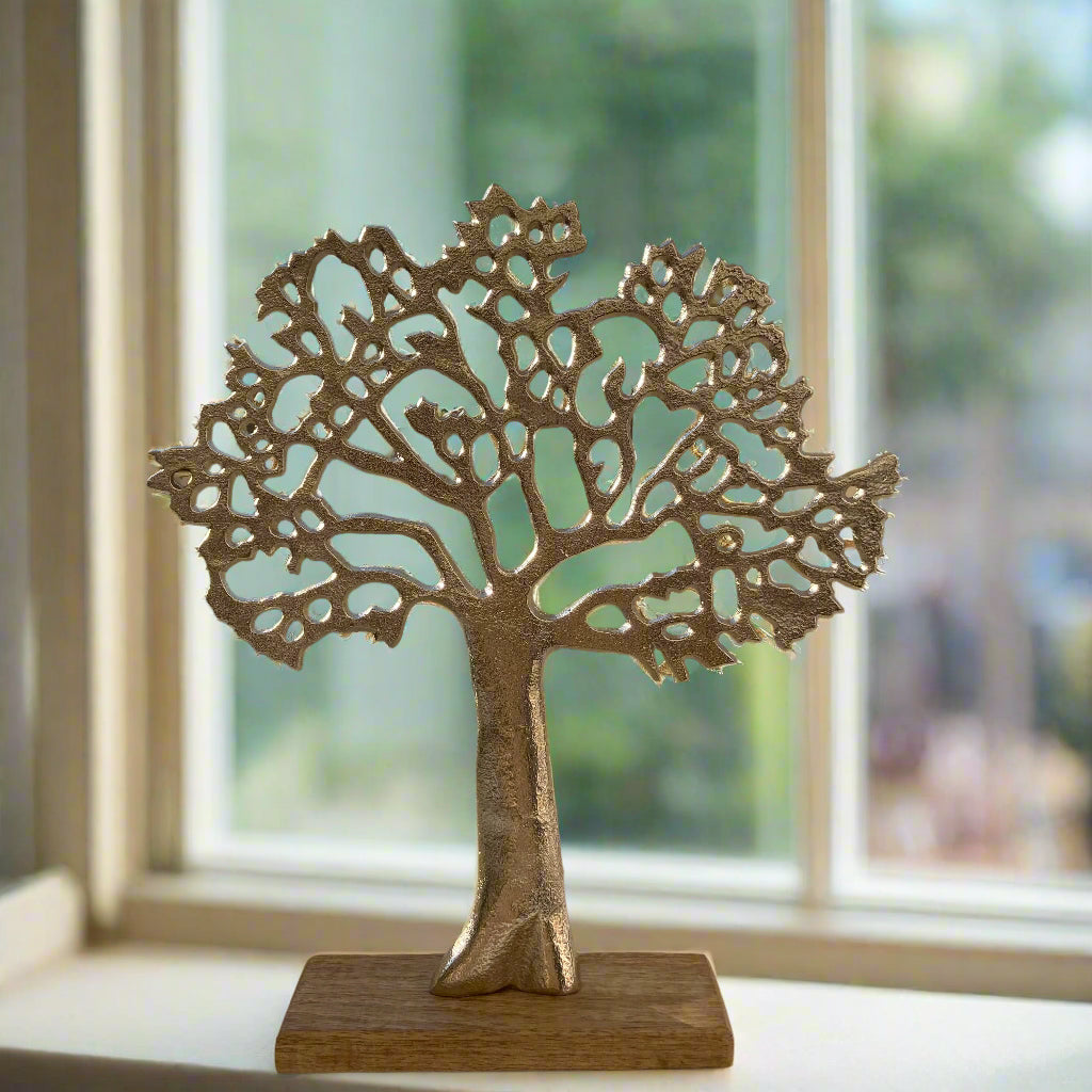 Tree of Life ornament on Mango wood plinth - on windowsill.