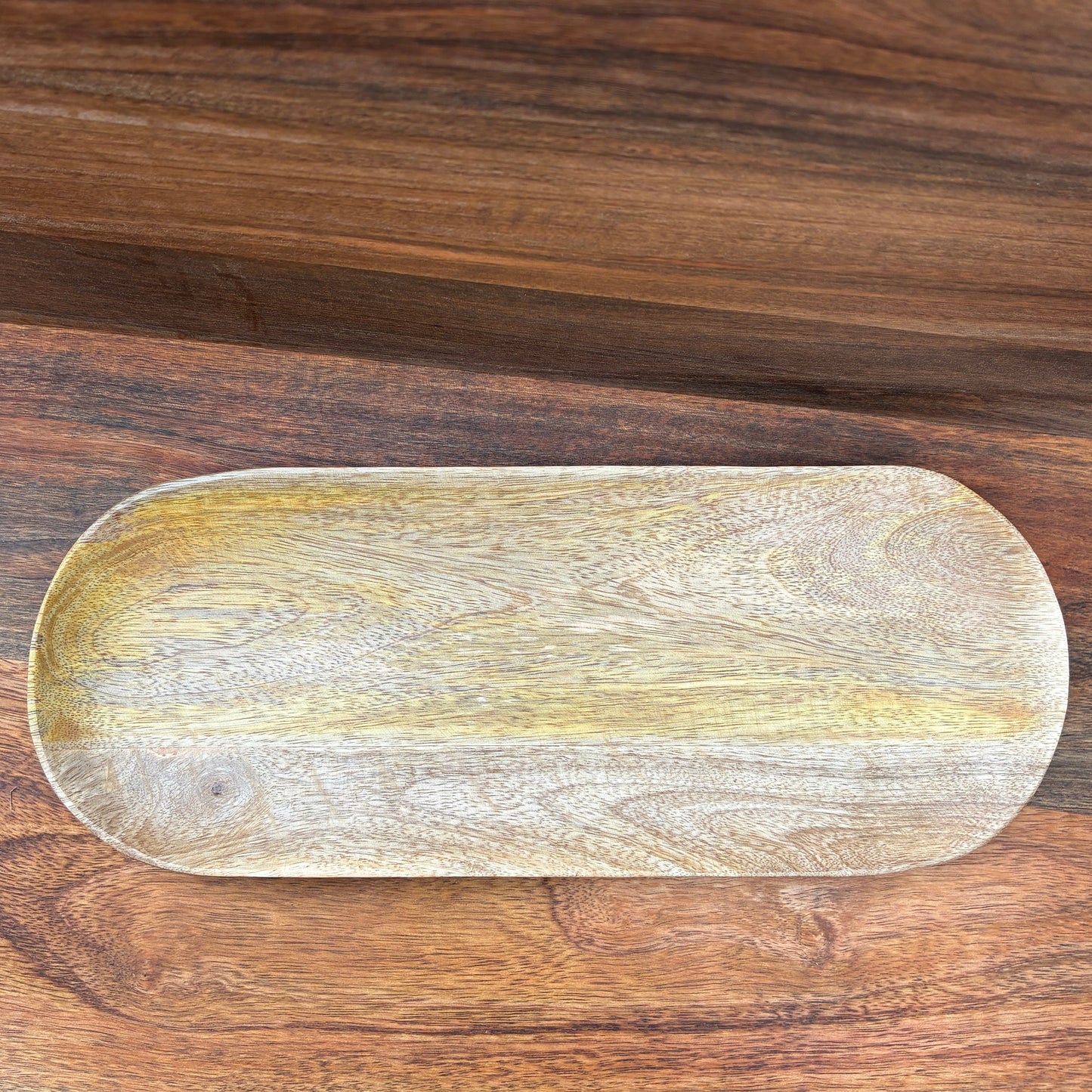 Carved Mango wood bread dish 35cm