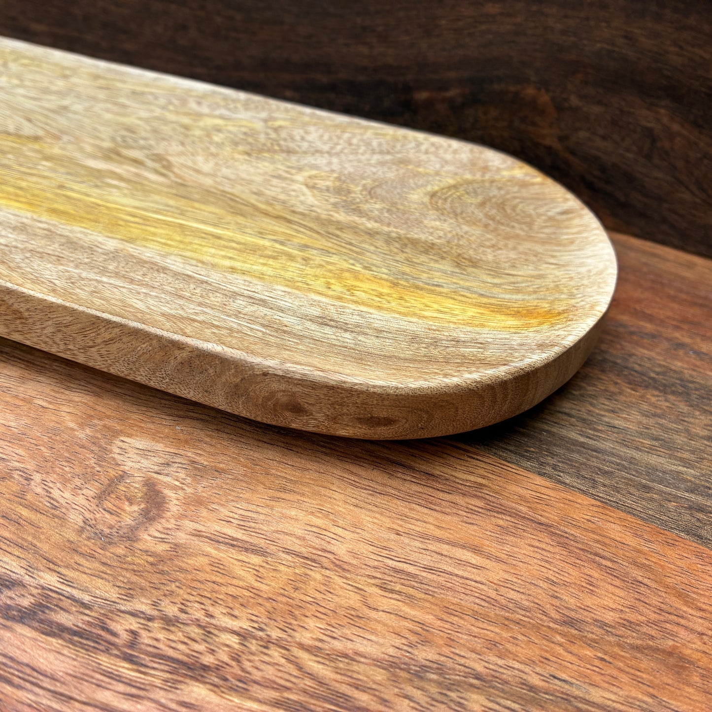Carved Mango wood bread dish 35cm