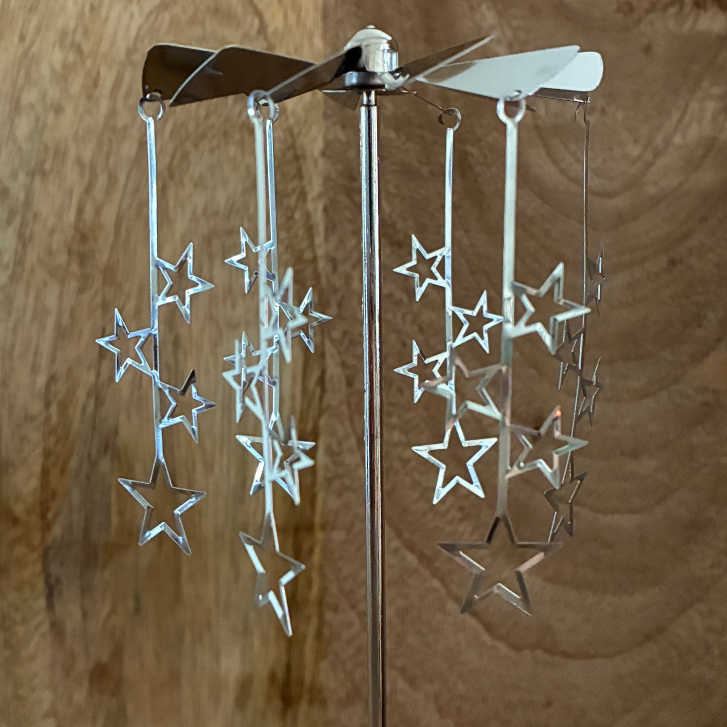 Silver Christmas spinning carousel Tea light holders. 2 designs