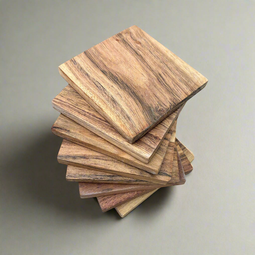 Stack of ACACIA wood coasters