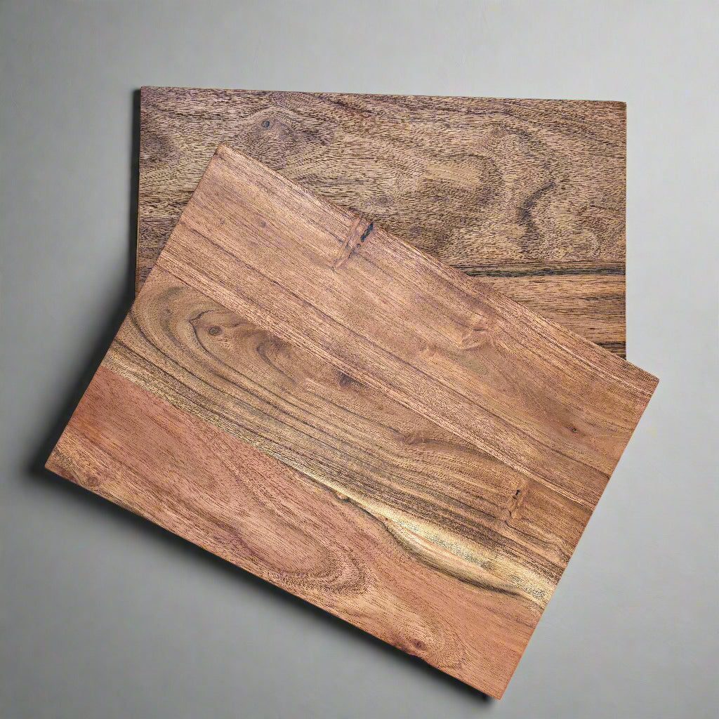 Set of straight edged solid Acacia wood placemats / coasters