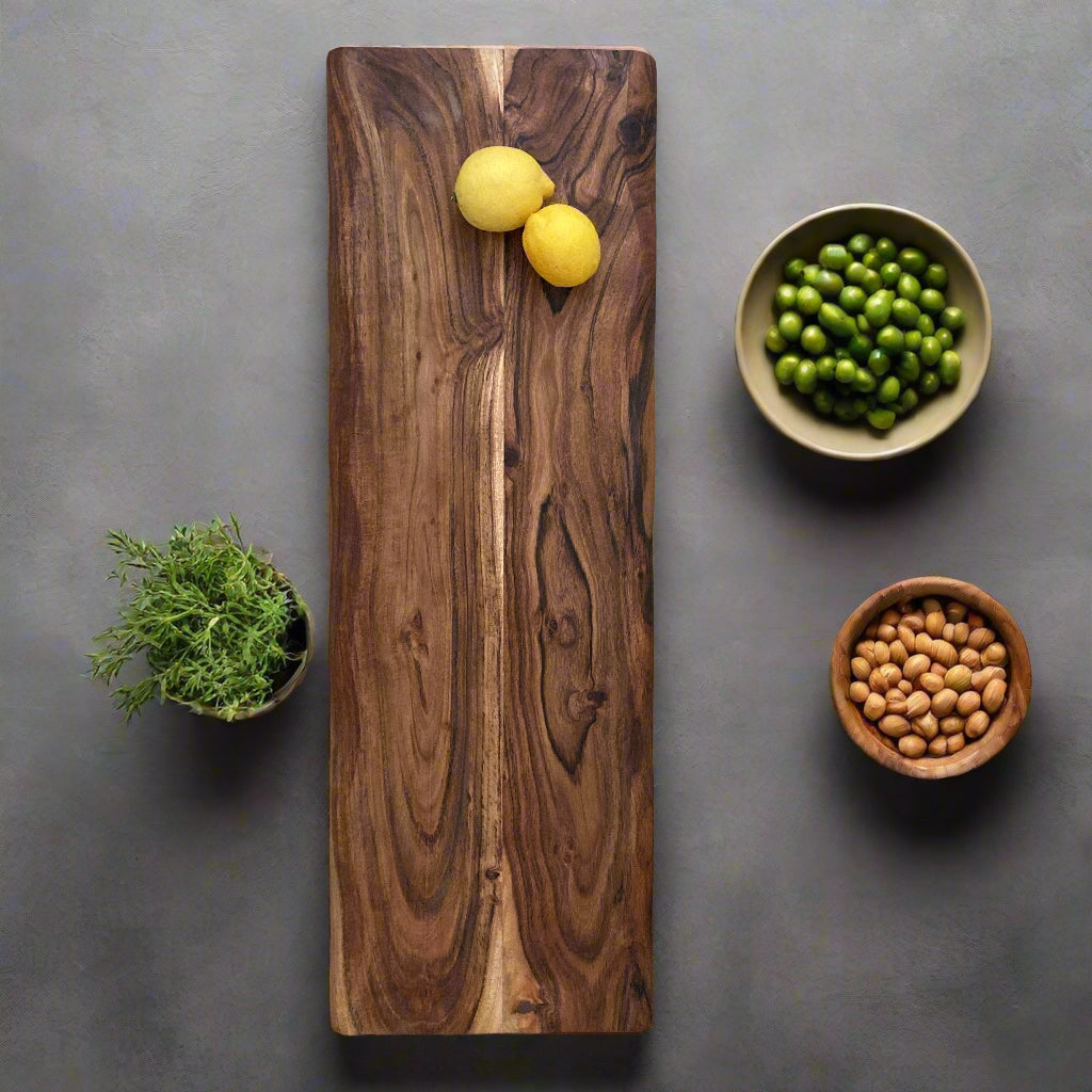 Large Acacia chopping board with lemons