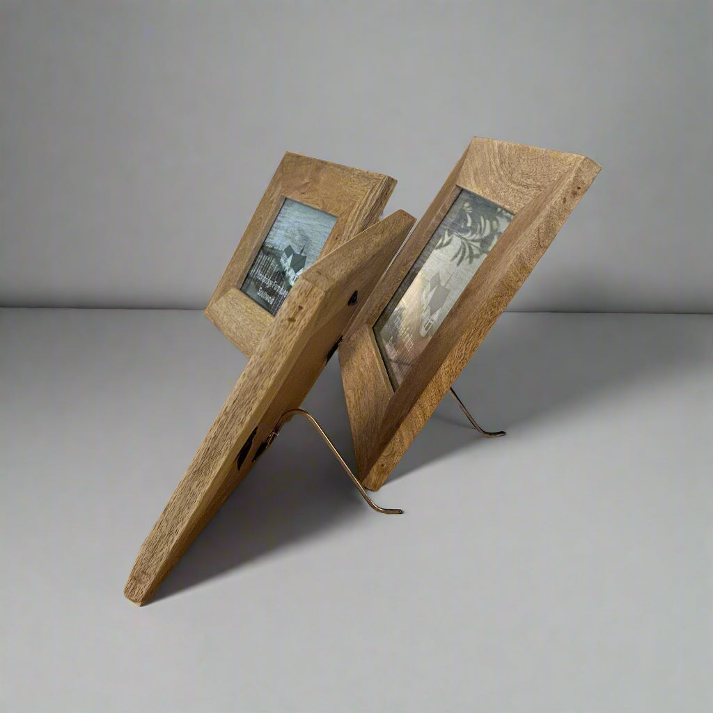 Solid Mango wood picture frames. 8x10", 6x8", 5x7" available. Stand alone or wall hanging.