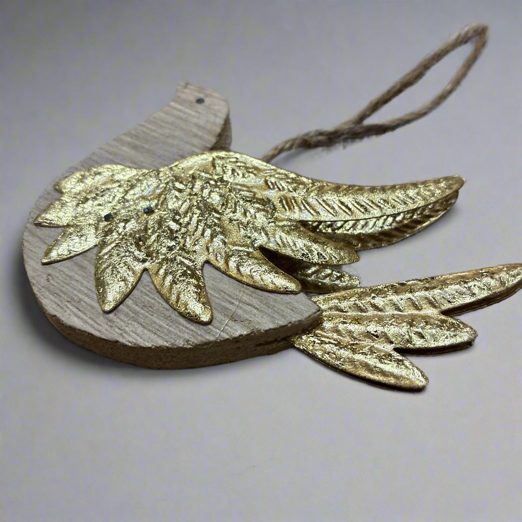 Pair of hanging metallic bird decoration
