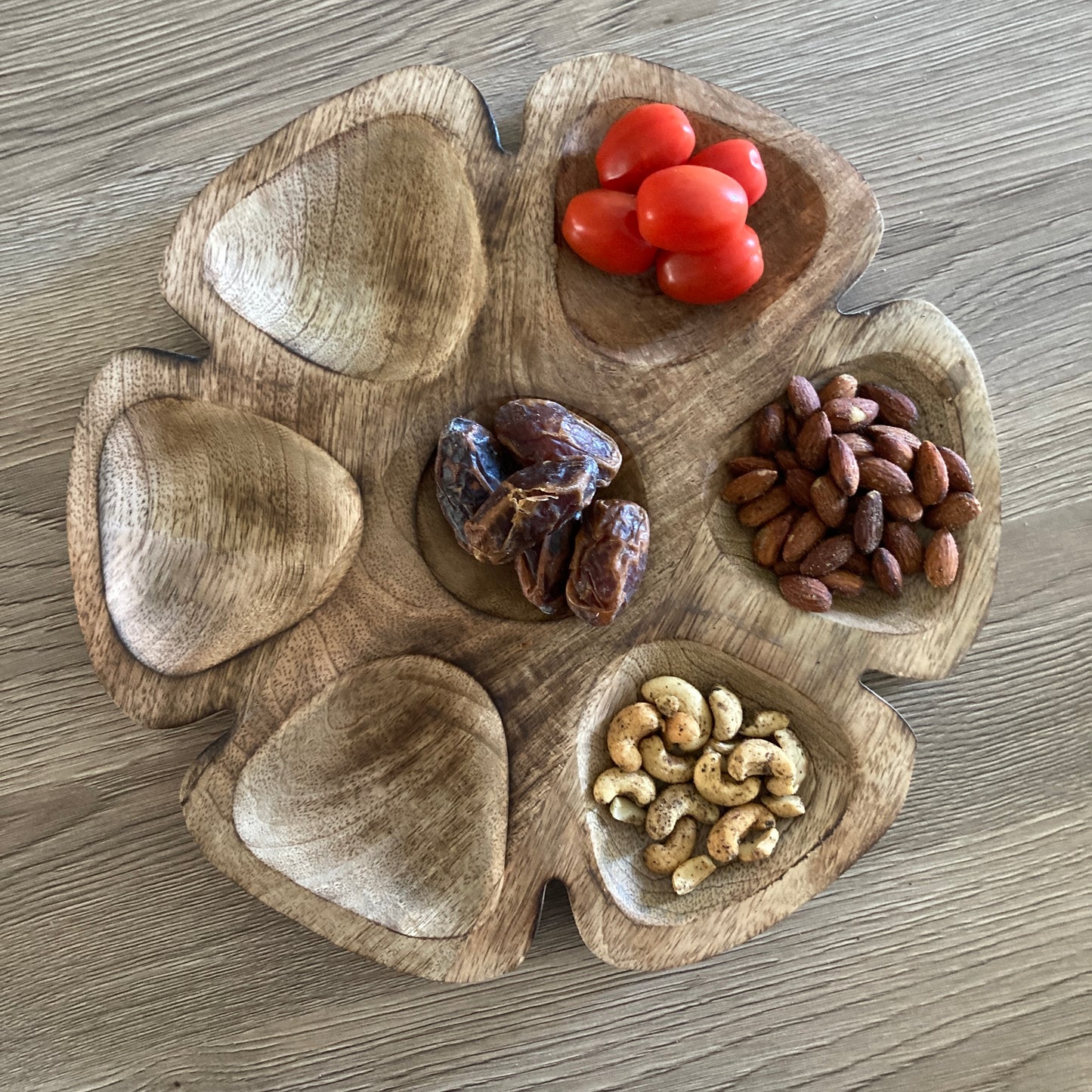 Carved Mango wood nibbles dish 30cm