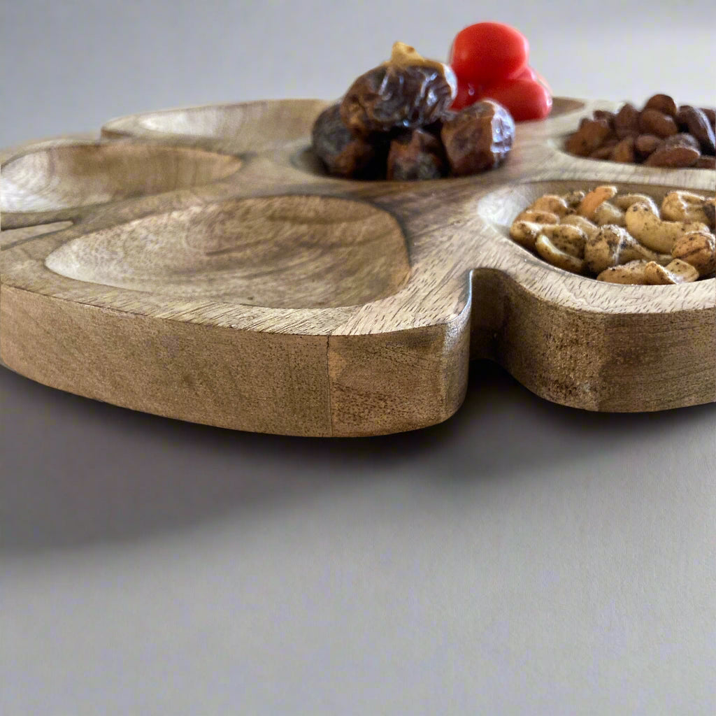 Carved Mango wood nibbles dish 30cm