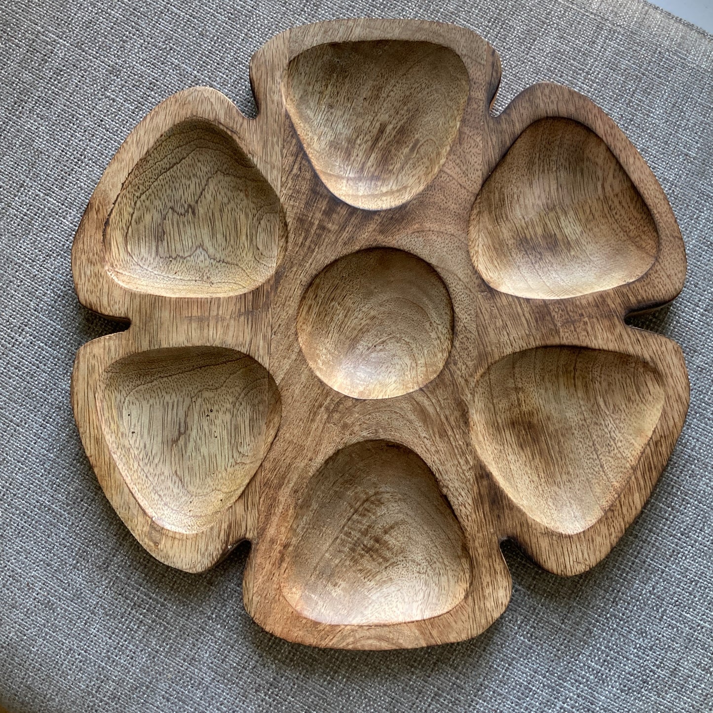 Carved Mango wood nibbles dish 30cm