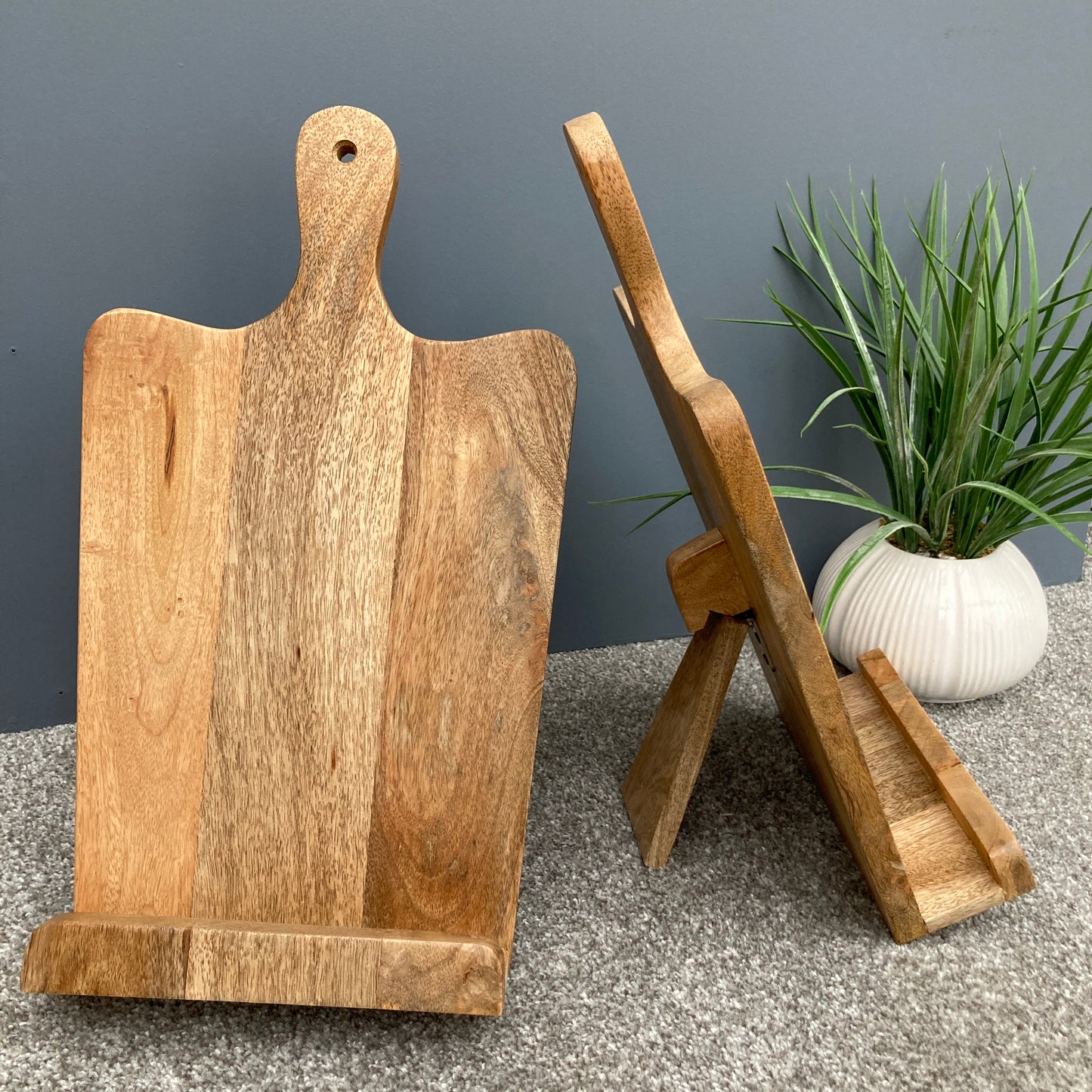 Pair of Mango wood recipe stand with handle