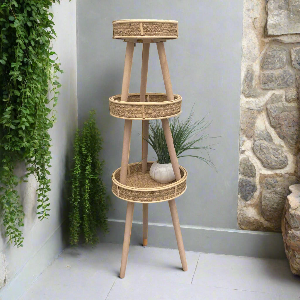 Water hyacinth plant stands. 3 sizes available. Stacked on top of each other.