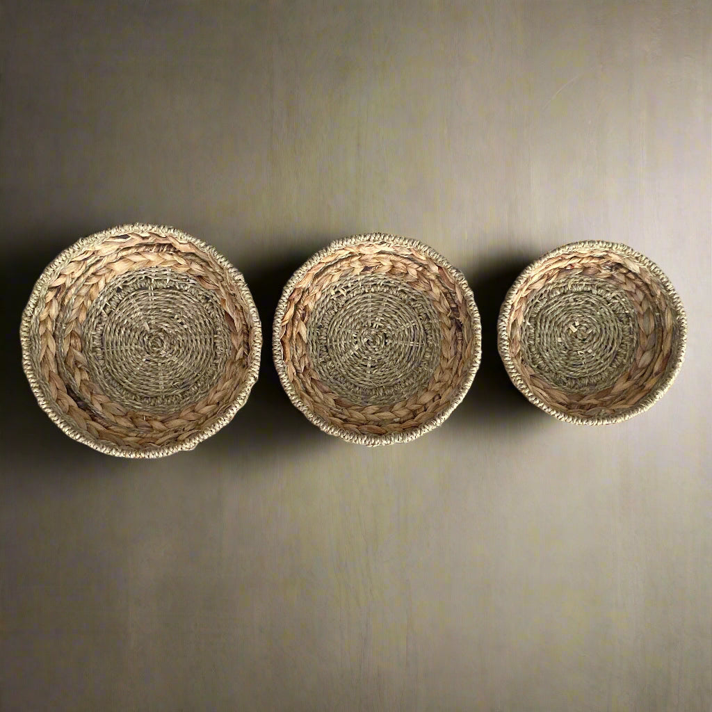 Woven seagrass and water hyacinth bowls - 3 sizes available