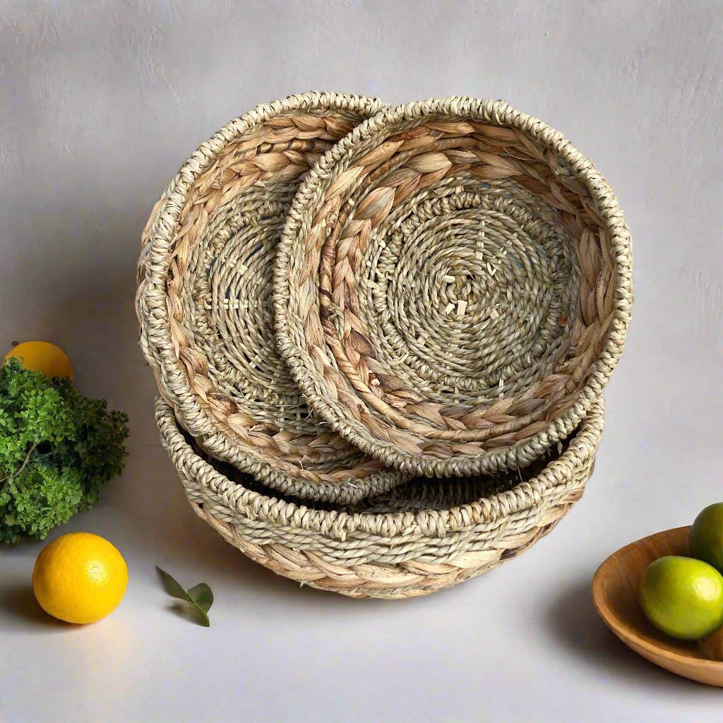 Woven seagrass and water hyacinth bowls - 3 sizes available