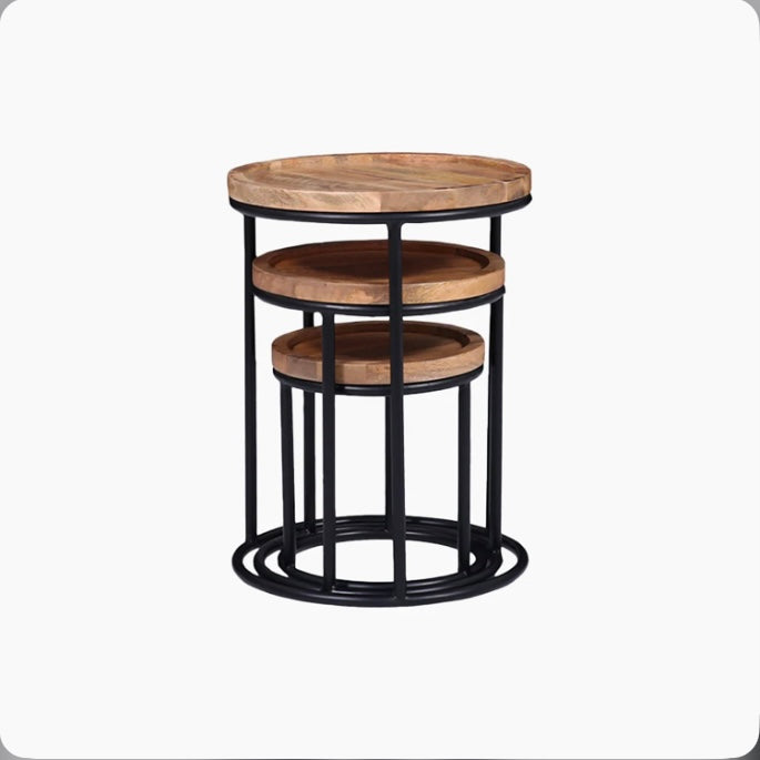 Industrial nest of 3 tables on a white background