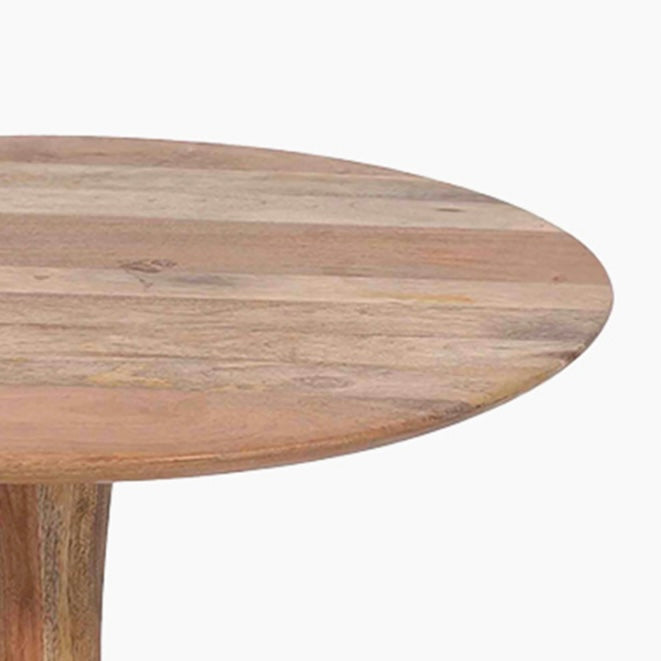 Solid Mango Wood Round Table with Pedestal close up