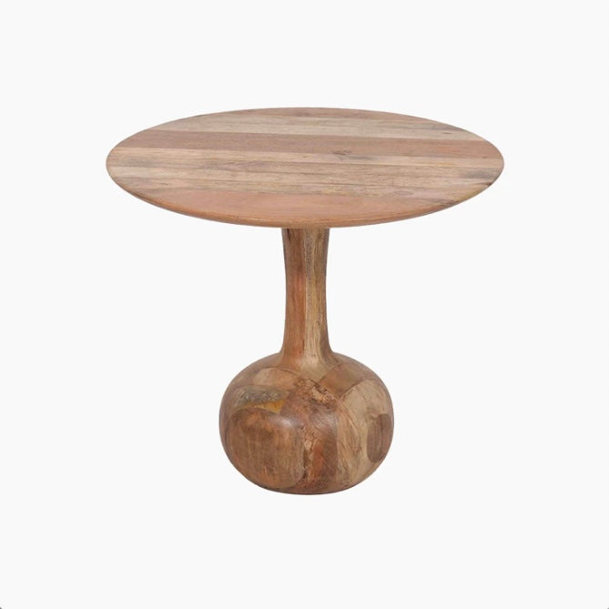 Solid Mango Wood Round Table with Pedestal on an a white background