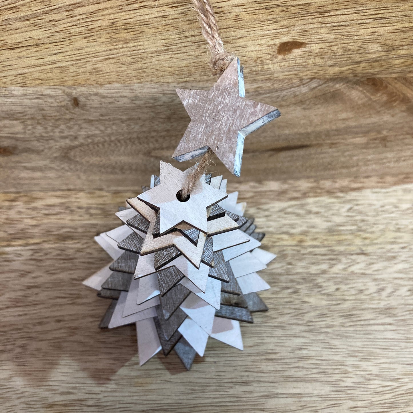 Wooden star Christmas trees - from above.