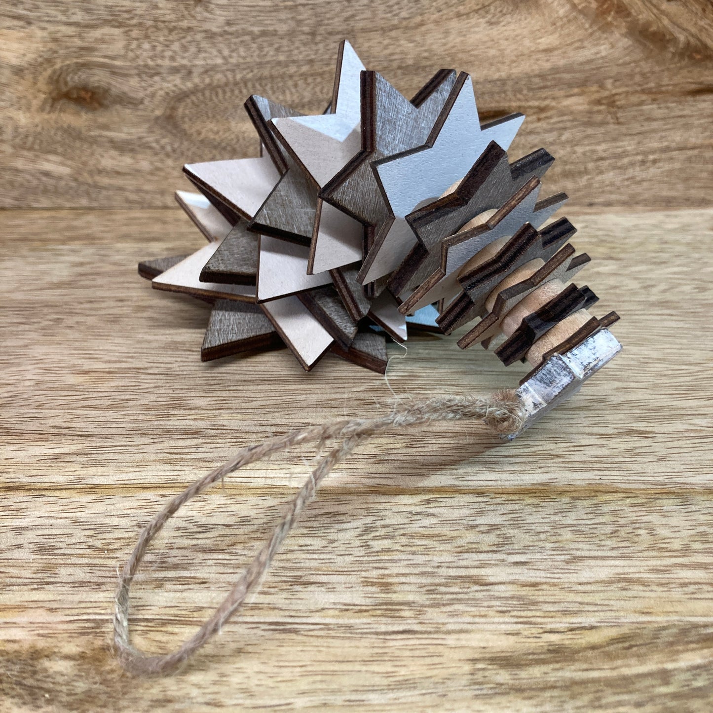 Wooden star Christmas trees - splayed outwards.
