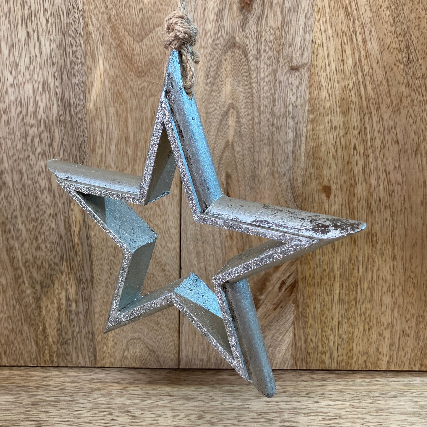 Hanging wooden star - at an angle