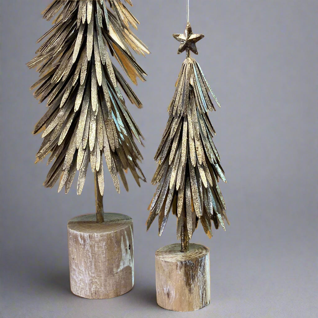 Wooden christmas trees - focus on bases