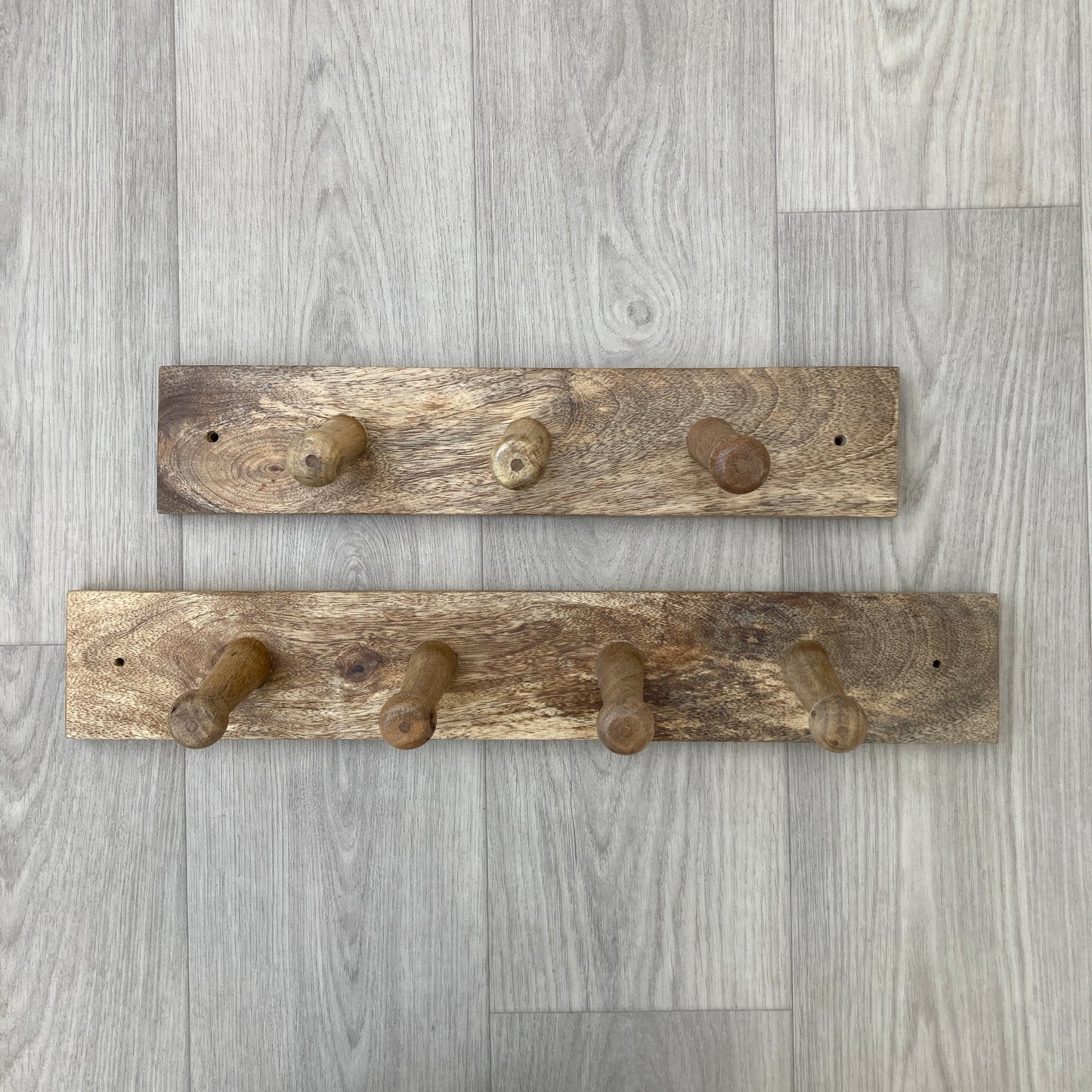 Solid Mango Wood Peg Style Coat Racks in 3 and 4 peg sizes