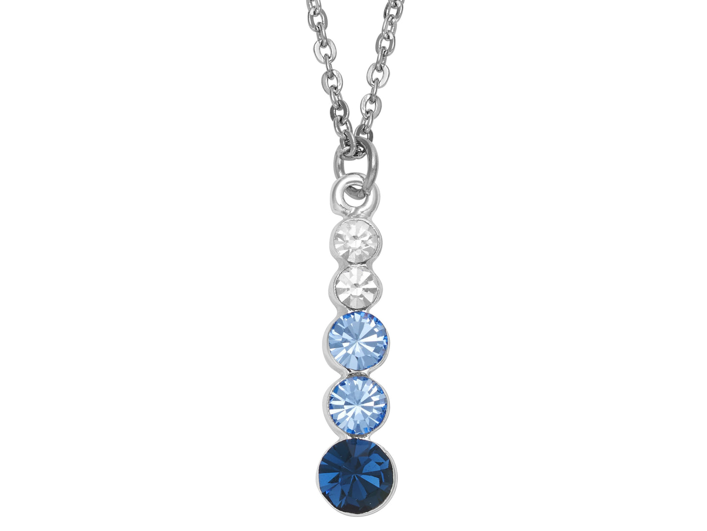 Crystal droplet Silver necklace - blue