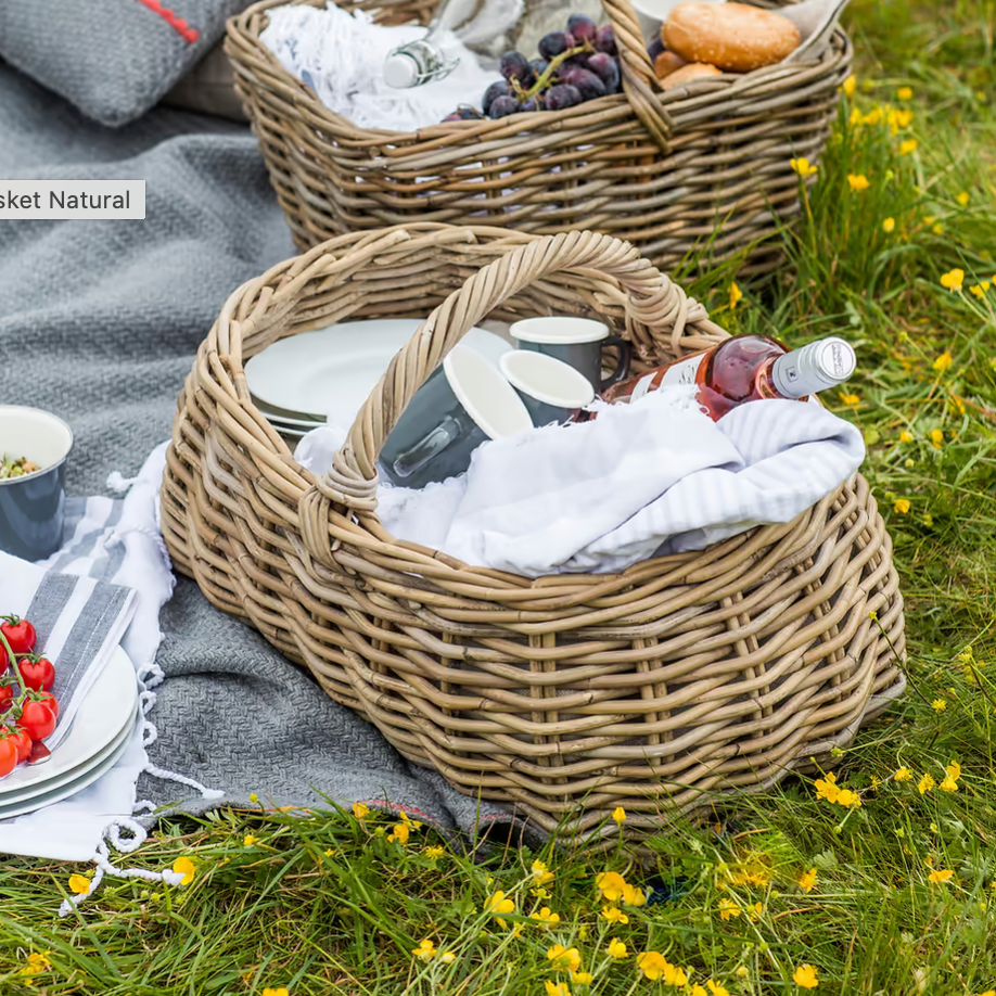 Basket being used for a picnic.