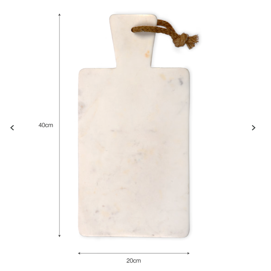 Marble chopping board - round or rectangular design. Rectangular design with dimensions