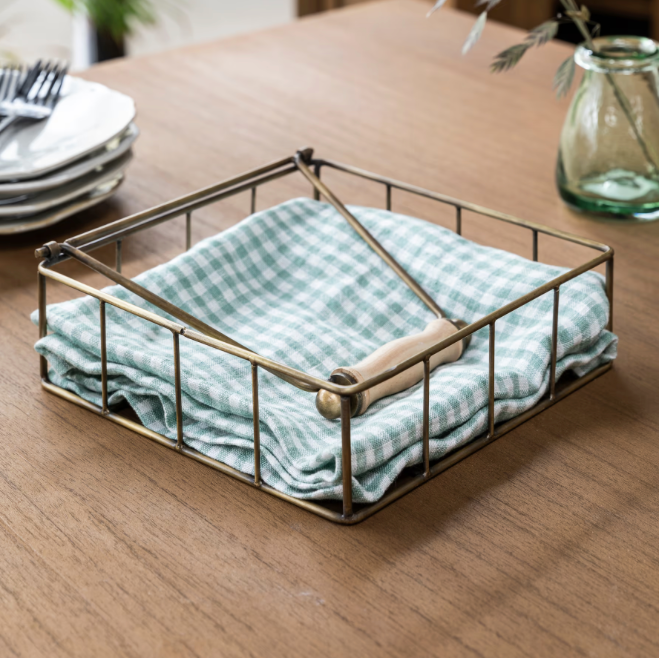 Napkin holder tray - Antique brass finish