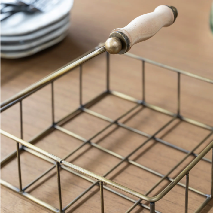 Napkin holder tray - Antique brass finish. Empty and open clasp.