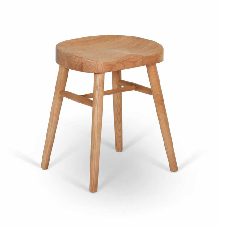Dining stool with heavy carved comfortable seat in ASH wood.
