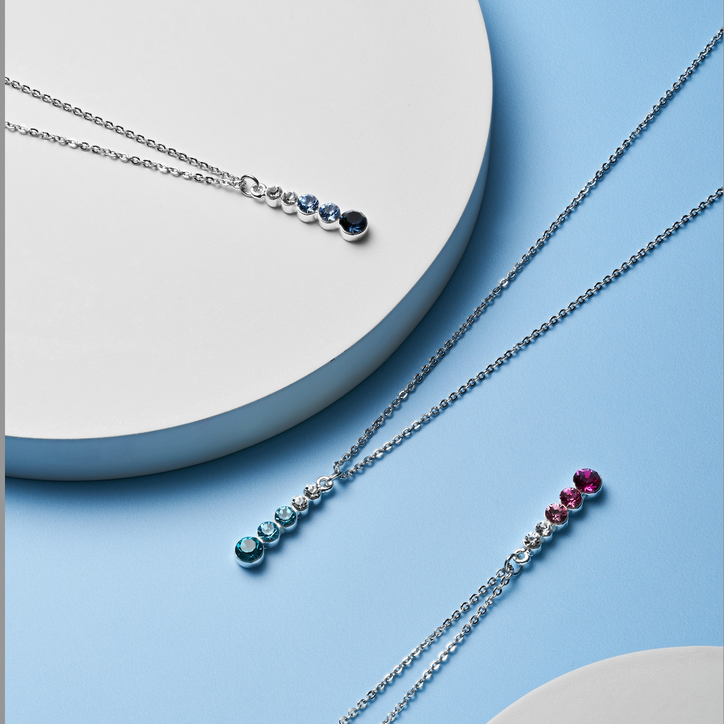 Crystal droplet Silver necklace. - 3 designs