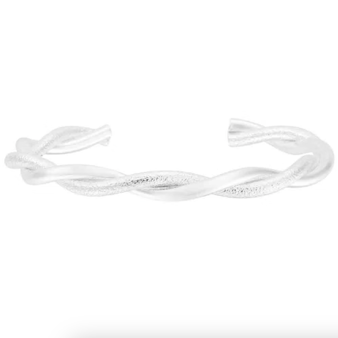 Silver twist cuff bangle