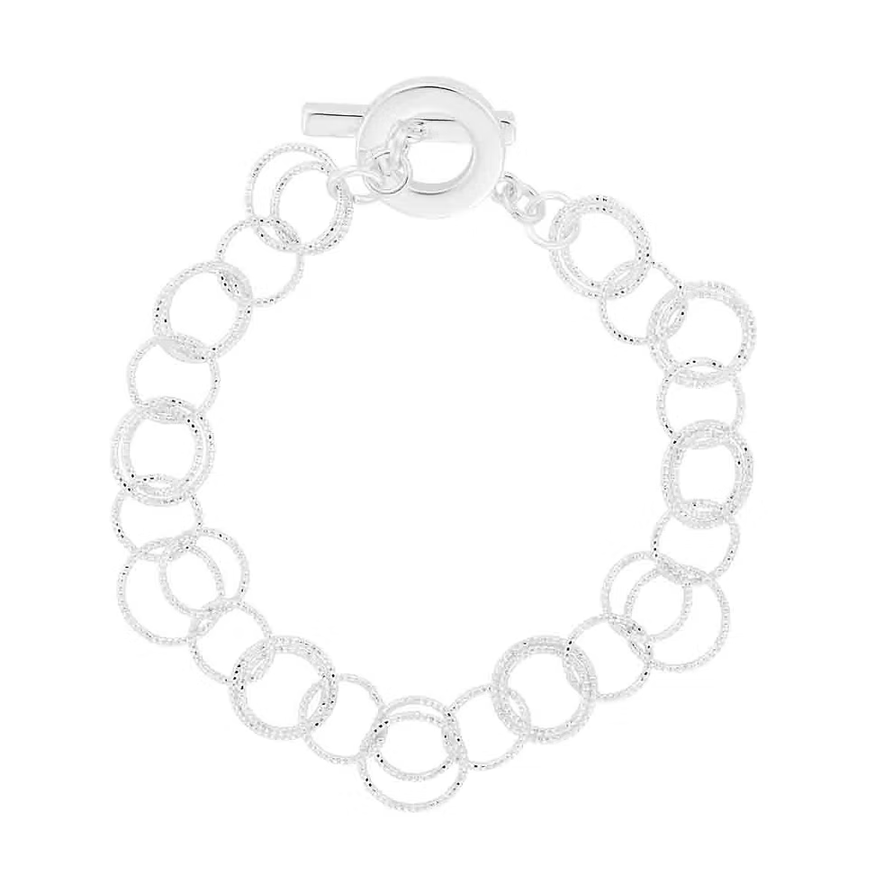 Rhodium Plated toggle & bar closure