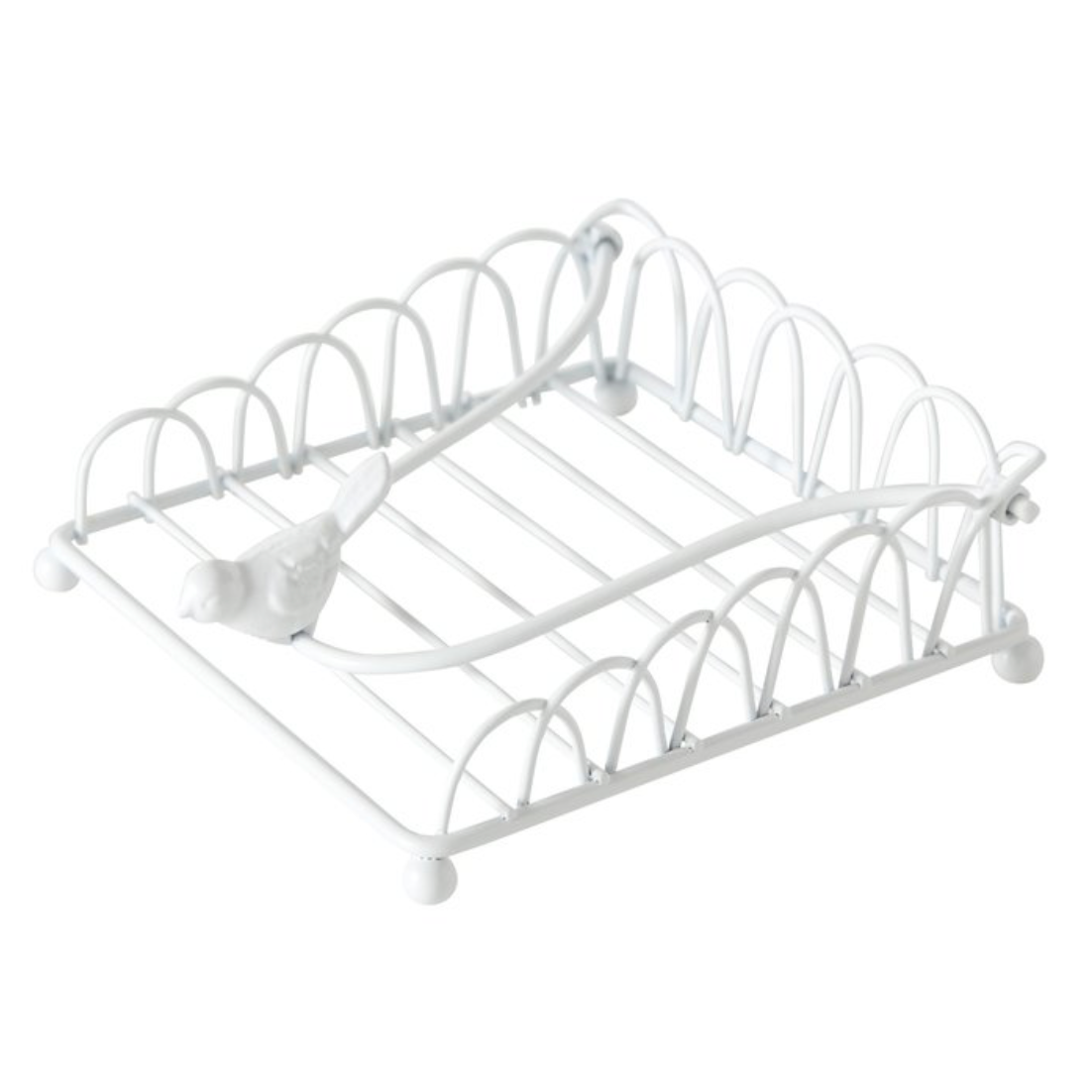 White Metal Napkin Holder With Bird Weight - Regular or Cocktail sized