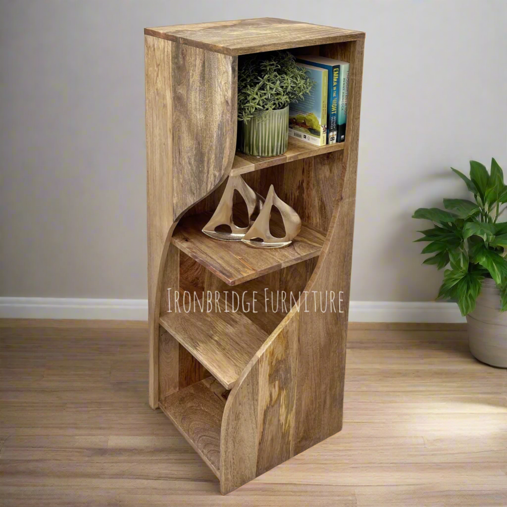 Large Twisted Bookcase. Single bookcase shown with books.