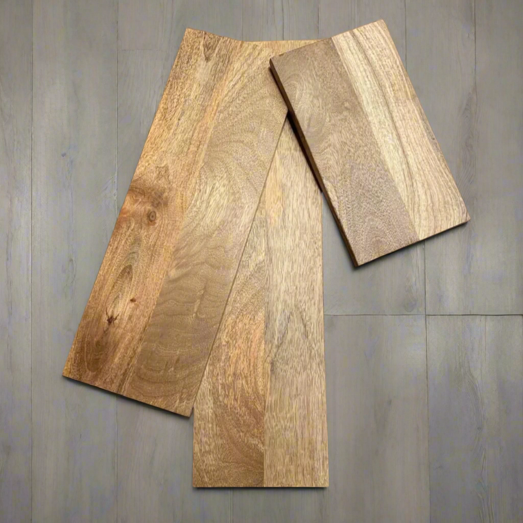 Cut to size planks of Mango wood laid down in various sizes