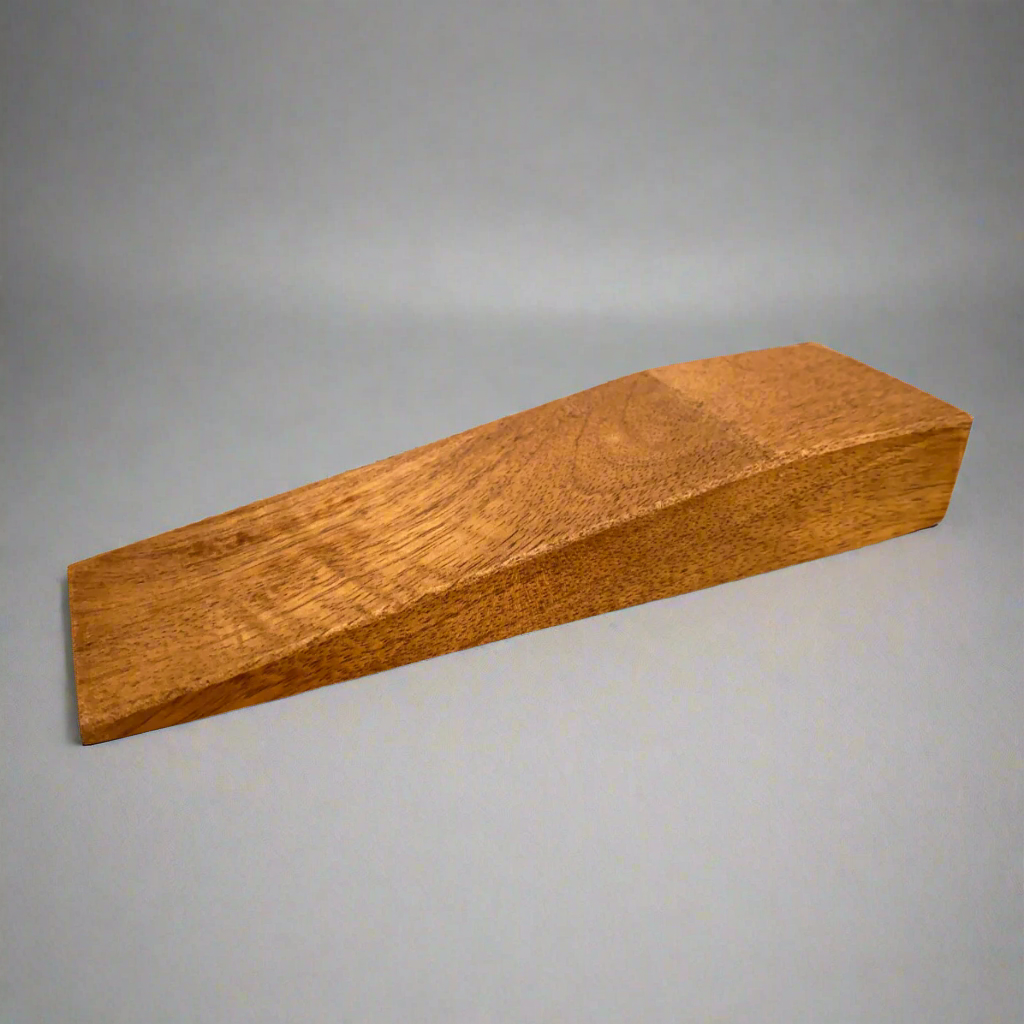 Mango wood door stop wedge. With or without ceramic knob handle. No knob.