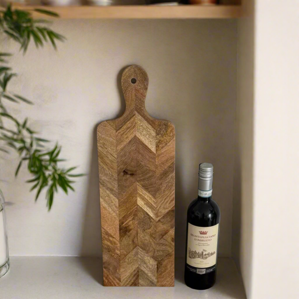 Parquet design food presentation boards. Mango wood. 3 sizes available