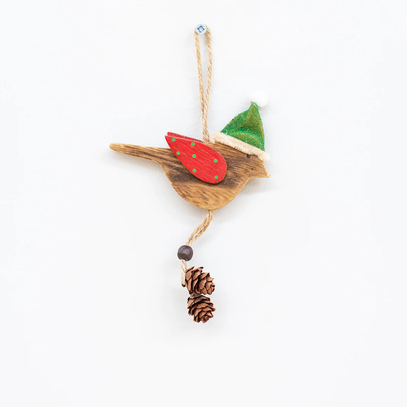 Hanging wooden robin - red wing