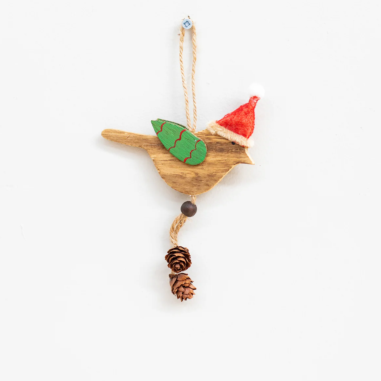 Hanging wooden robin - green wing
