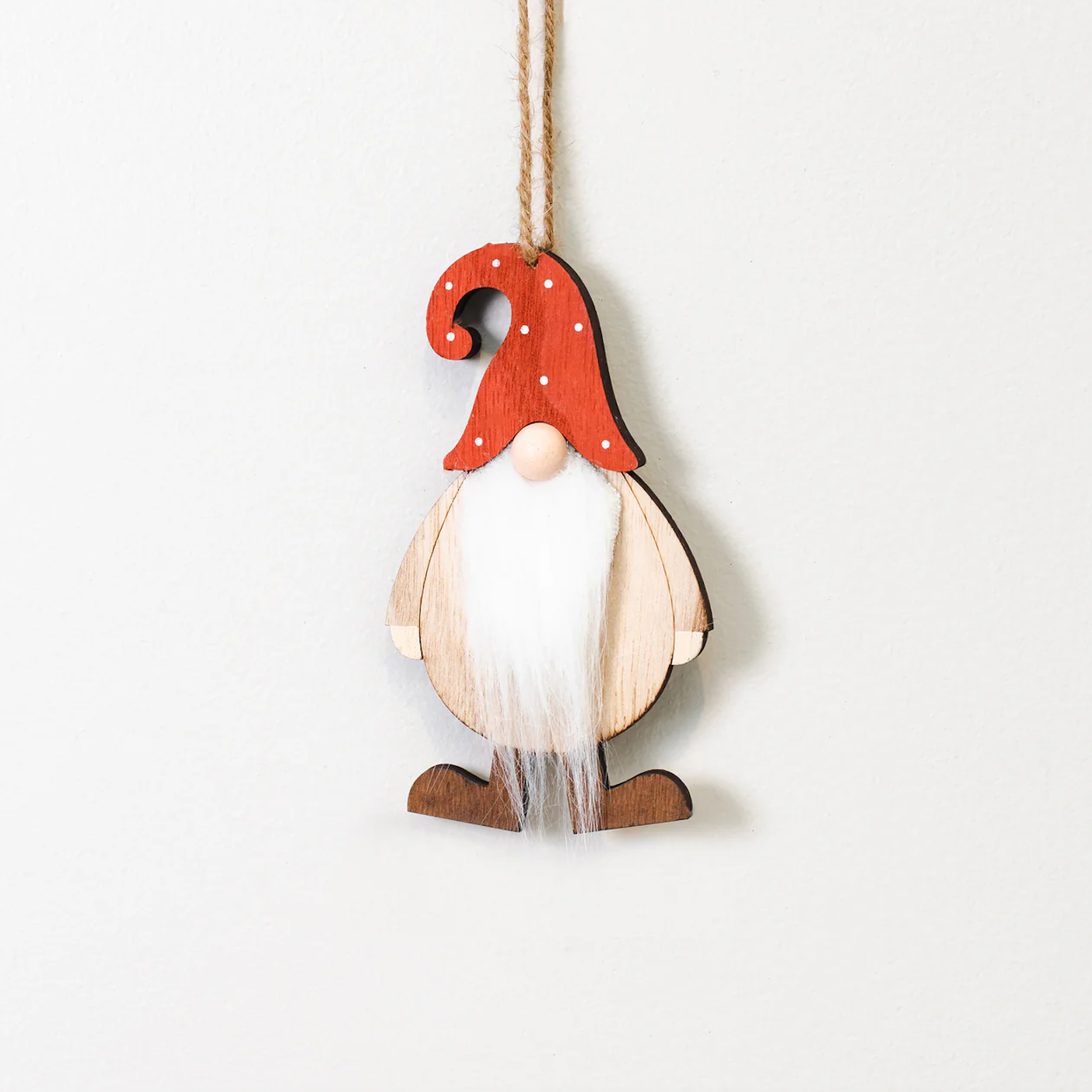 Full picture of hanging gnome decoration.