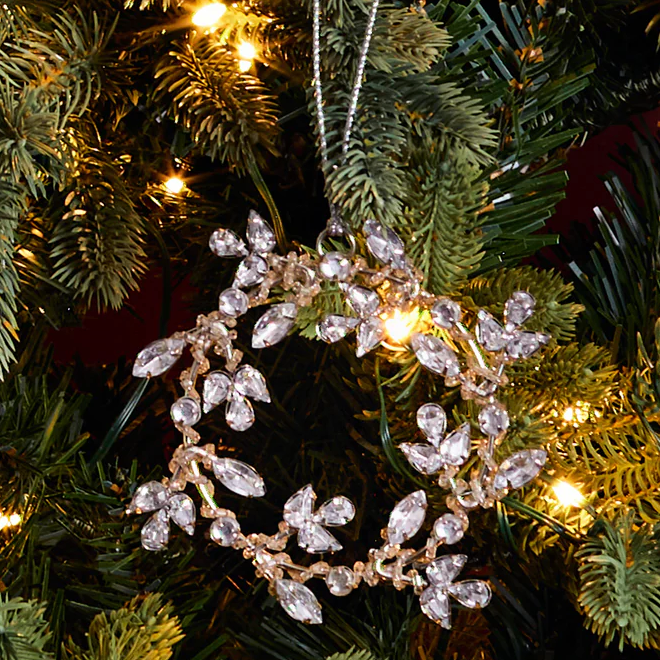 Hanging wreath on christmas tree