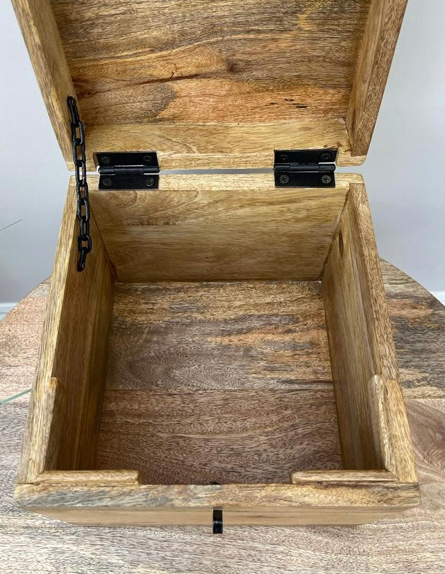 Solid Mango wood vinyl record storage box. 2 sizes available