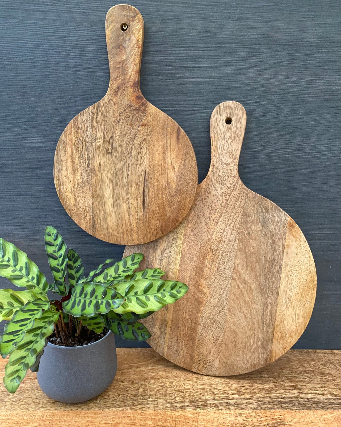 Mango wood pizza paddle board 14, 11 or 10 inch wide display
